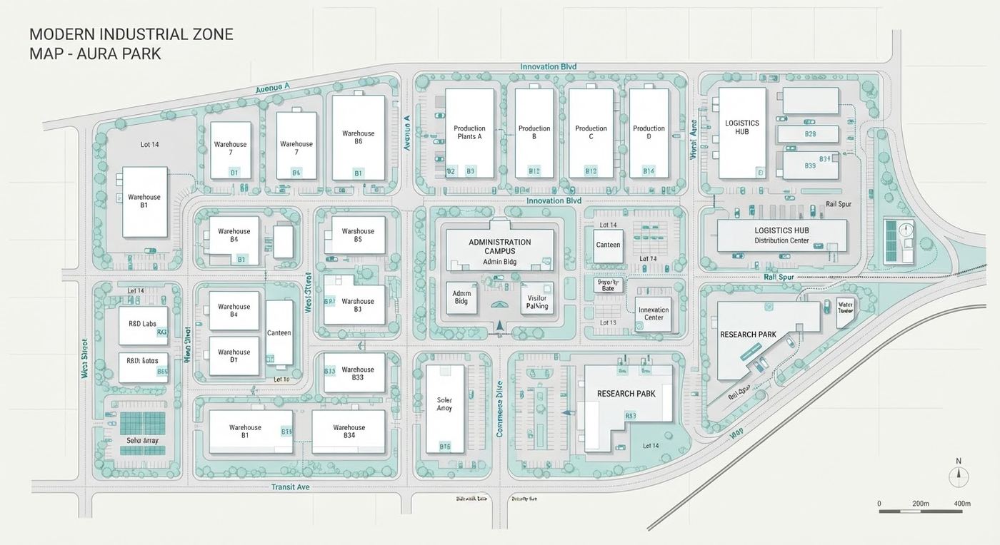 Plan de la zone industrielle où se situe le centre de distribution EURL RS FUTUR